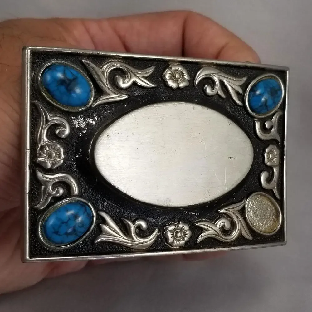Vintage Belt Buckle Women's Western Filigree Blue‎ Turquoise Small Pieces